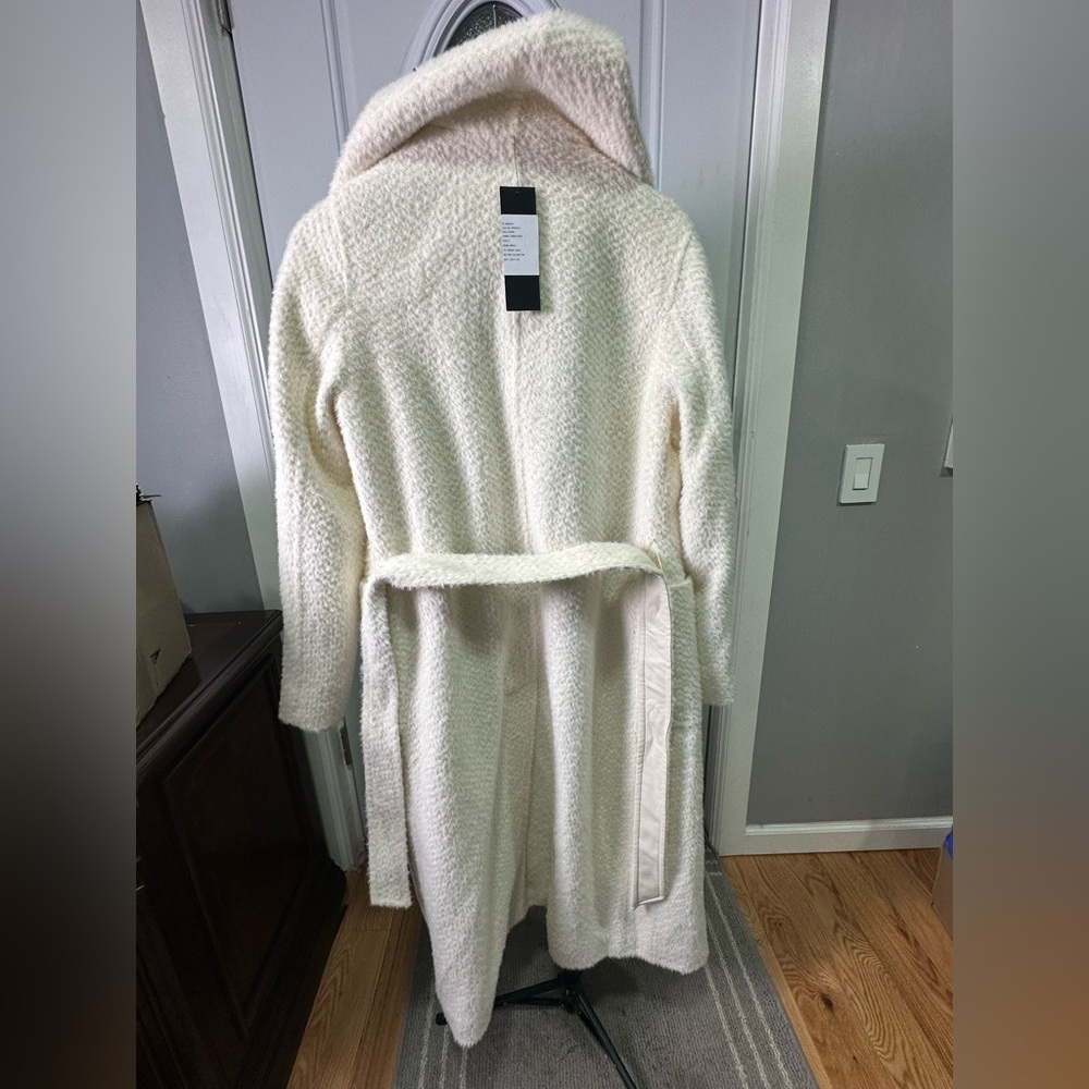 Donna Karan Women’s Small Ivory Long Coat Textured Maxi Coat Elegant Wool Blend - Picture 2 of 8